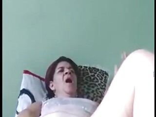 Brazilian grandma got a dildo and started masturbating.